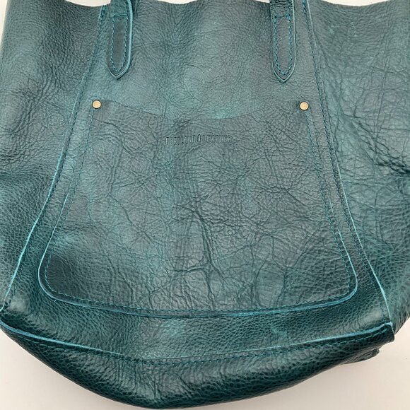 Portland Leather Goods Distressed Leather Teal Tote Bag Lagoon Juliette - Picture 14 of 16